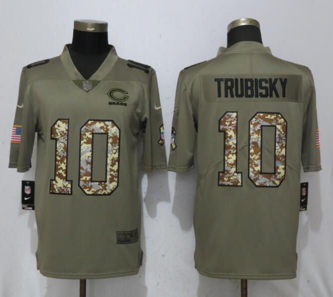 Men Chicago Bears #10 Trubisky Olive Camo Carson Salute to Service Nike Limited NFL Jerseys->oakland raiders->NFL Jersey